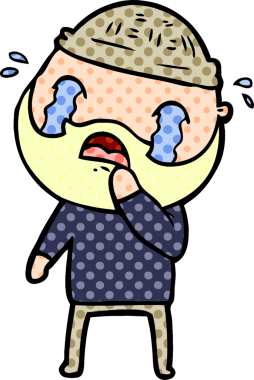 Çizgi film sakallı adam bir insan tarafından çizilmiş ağlıyor.