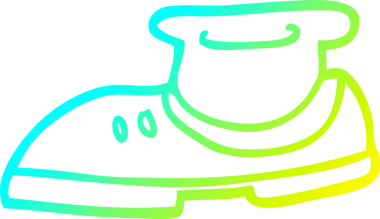 Bir insan tarafından çizilmiş bir ayakkabı ve çorabın soğuk gradyan çizimi.