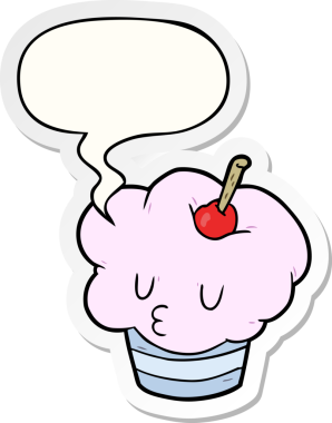 Bir insan tarafından çizilmiş konuşma balonu çıkartmalı komik çizgi film keki.