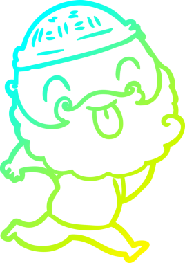 Soğuk gradyan çizgisi, sakallı, koşan bir adamın bir insan tarafından çizilmiş dili.