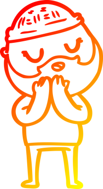 Bir insan tarafından çizilmiş sakallı bir çizgi film karakteri.