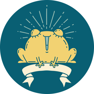 Bir insan tarafından çizilen mutlu kurbağa dövmesi ikonu