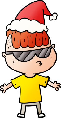 Bir insan tarafından çizilmiş güneş gözlüğü takan bir çocuğun el çizimi karikatürü.