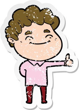 Bir insan tarafından çizilmiş, karikatür dostu bir adamın sıkıntılı çıkartması.