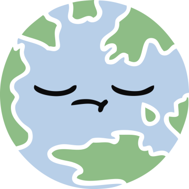 Bir insan tarafından çizilmiş düz renkli bir yeryüzü çizgi filmi.