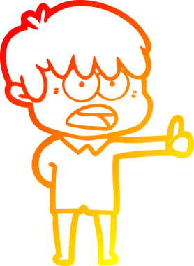 Bir insan tarafından çizilmiş endişeli bir çizgi film çocuğu çizimi.