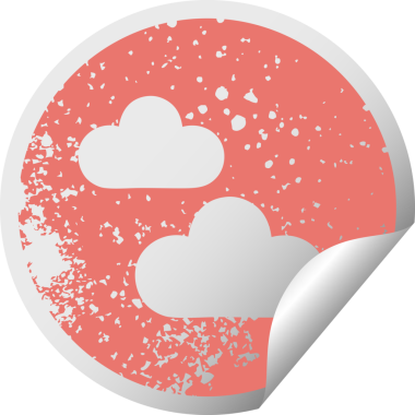 Bir insan tarafından çizilen kar bulutunun sıkıntılı, dairesel soyulan çıkartması.