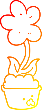 Bir insan tarafından çizilmiş sevimli bir karikatür çiçeğinin sıcak çizgi çizimi