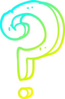 Bir insan tarafından çizilen soru işaretinin soğuk gradyan çizgisi