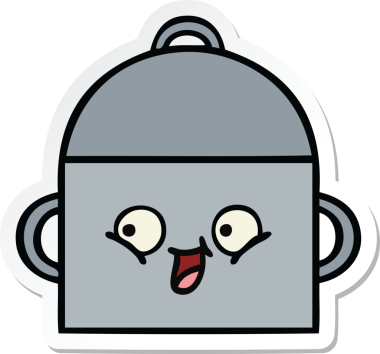 Bir insan tarafından çizilmiş şirin bir yemek pişirme kabının çıkartması.