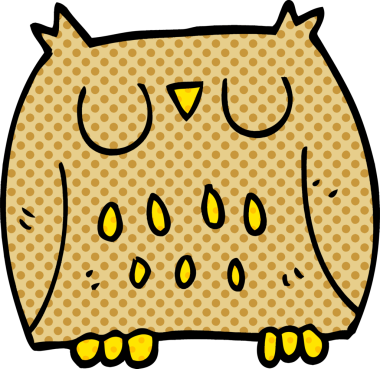 Bir insan tarafından çizilmiş sevimli baykuş.