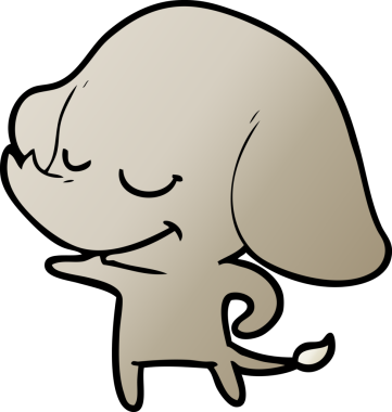 Bir insan tarafından çizilmiş gülümseyen bir fil.