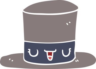 Bir insan tarafından çizilmiş düz renkli silindir şapka