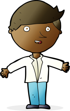 Bir insan tarafından çizilmiş, sıradan ceketli bir karikatür adamı.