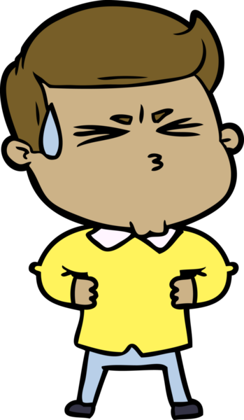 Bir insan tarafından çizilmiş terleyen çizgi film adamı.