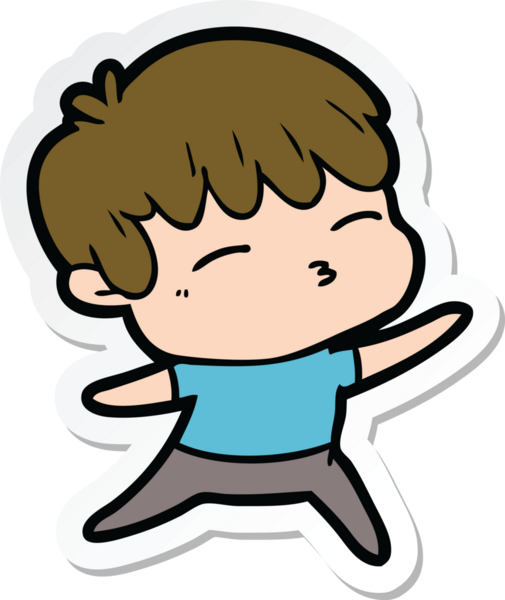 Bir insan tarafından çizilmiş meraklı bir çocuğun çıkartması.