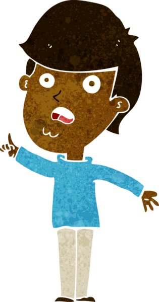 Çizgi filmci bir insan tarafından çizilmiş sorular soruyor.