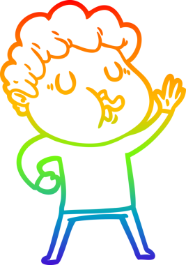 Gökkuşağı gradyan çizimi bir insan tarafından çizilmiş bir çizgi film karakteri.