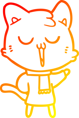 Bir insan tarafından çizilmiş çizgi film kedisinin sıcak çizgi çizimi