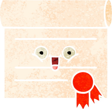 Bir insan tarafından çizilmiş bir sertifikanın retro illüstrasyon tarzı karikatürü