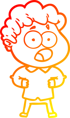 Bir insan tarafından şaşırtılarak çizilen çizgi film karakterinin sıcak çizgi çizimi.