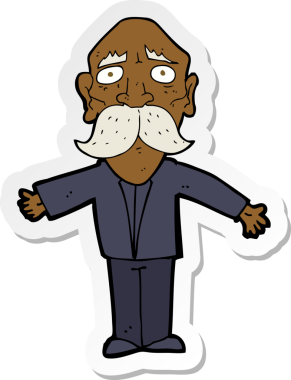 Bir insan tarafından çizilmiş yaşlı adamı hayal kırıklığına uğratan bir karikatür çıkartması.