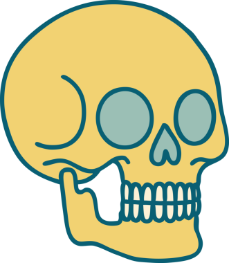 Bir insan tarafından çizilmiş bir kafatasının ikonik dövme şekli