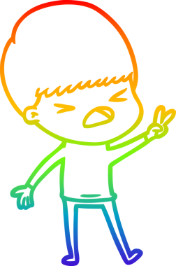 gökkuşağı gradyan çizgi çizimi bir insan tarafından çizilmiş stresli bir adam