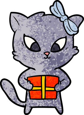 Bir insan tarafından çizilmiş çizgi film kedisi.