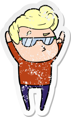 Bir insan tarafından çizilmiş havalı bir adamın sıkıntılı çıkartması.