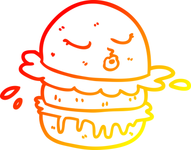 Bir insan tarafından çizilmiş bir fast food hamburgerinin sıcak çizgi çizimi