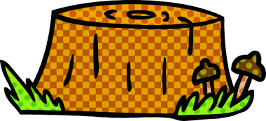 Bir insan tarafından çizilmiş bir ağaç kütüğünün el çizimi karalaması.