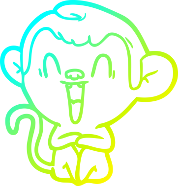 Bir insan tarafından çizilmiş gülen maymun çizgi çizimi.