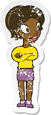 Bir insan tarafından çizilmiş bir karikatürün gerilimli çıkartması.