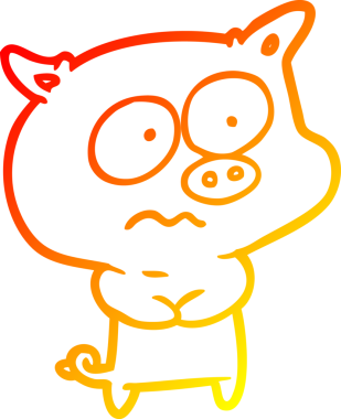 Bir insan tarafından çizilmiş gergin bir domuzun sıcak çizgi çizimi