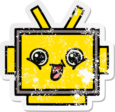 Bir insan tarafından çizilmiş sevimli robot kafasının sıkıntılı çıkartması.