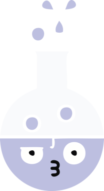 Bir insan tarafından çizilmiş bir test tüpünün düz renk retro karikatürü