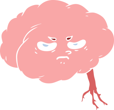 Bir insan tarafından çizilmiş düz renkli çizgi film beyni