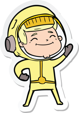 Bir insan tarafından çizilmiş mutlu bir astronotun çıkartması.