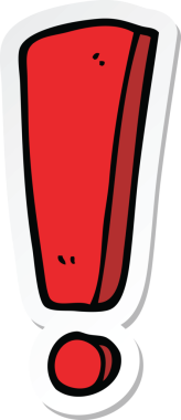 Bir insan tarafından çizilmiş karikatür ünlem etiketi.