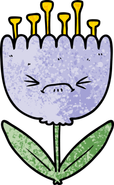 Bir insan tarafından çizilmiş kızgın bir çiçek.