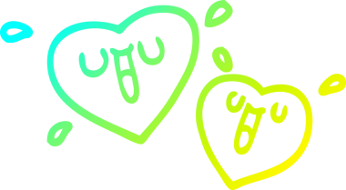 Bir insan tarafından çizilmiş mutlu bir karikatürün soğuk gradyan çizimi.