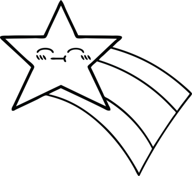 Bir insan tarafından çizilmiş kayan gökkuşağı yıldızının çizgi çizimi