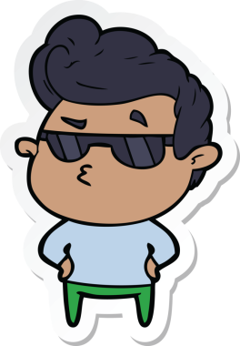 Bir insan tarafından çizilmiş havalı bir adamın çıkartması.