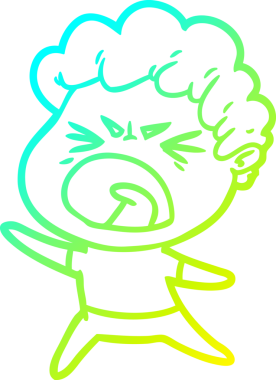 Bir insan tarafından çizilmiş öfkeli bir çizgi film karakteri.