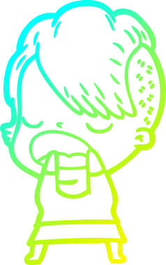 Bir insan tarafından çizilmiş havalı bir hippi kızın soğuk gradyan çizimi.