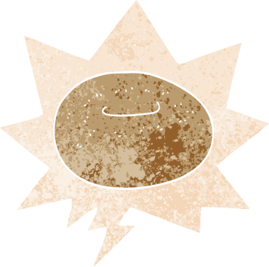 grunge 'da konuşma baloncuğu olan çizgi film donutu bir insan tarafından çizilmiş tedirgin geçmiş dokuma tarzı