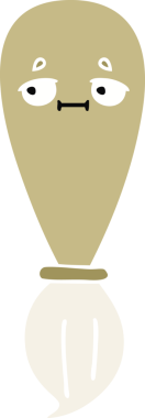 Bir insan tarafından çizilmiş bir boya fırçasının düz renk retro karikatürü