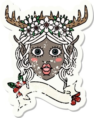 Retro Dövme Tarzı Elf Karakter Yüzü Bir İnsan Tarafından Çizildi