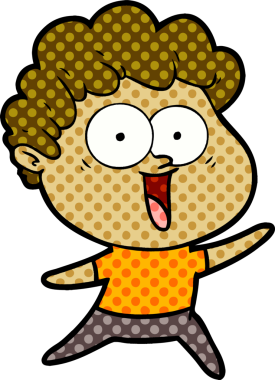 Bir insan tarafından çizilmiş heyecanlı bir adam karikatürü